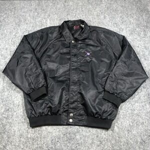 Vintage Bugle Boy Jacket Mens L Black Nylon Golf Windbreaker Embroidered 90s